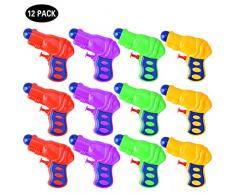 Queta 12pcs Pistolets à Eau Mini Pistolets à Eau pour Les Jeux denfants Plein Air（Couleur aléatoire）