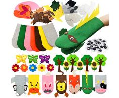 iZoeL Kit Crafts Loisirs créatifs Activites manuelles Enfants, Marionnette en Tissu Feutre Yeux Mobiles Fleurs Arbre Papillon Forêt Animaux Jeux de Rôle Bricolage Projets Cadeaux anniversaire