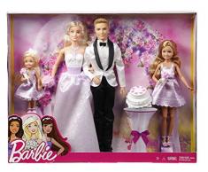 Barbie Coffret Mariage 4 poupées, dont deux mariés et deux demoiselles dhonneur, jouet pour enfant, DJR88