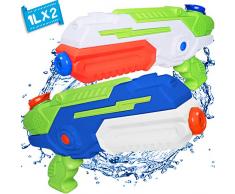MOZOOSON Jouets pour Enfants de 3 4 5 6 Ans, 2 Pistolets à Eau avec 1L Capacité, Super Water Gun avec Une Longue Portée de Tir de 10M pour Les Garçons Filles, pour Lété