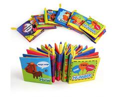 BelleStyle Livre Bebe Tissu, Livre de Bain Lot de 6, Book Baby, Educatif en Tissu Jouets pour Enfants, Soft Book Exercice de Intelligence Jouet Educatif Sûr Mordable Lavable Premier Livre pour Bebe