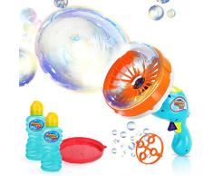 Ucradle Machine à Bulles, Pistolet à Bulles Enfant Automatique, Bubble Ventilateur 2 Types de Formes de Bulles, Solution Bulles De Savon Incluse, Fête danniversaire Mariage Intérieur Extérieur