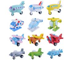 Coddington 12pcs / Set Multi-modèle Avion modèle Mini Voiture en Bois Avion Véhicules Jouets bébé Enfants Jouets éducatifs Cadeaux danniversaire