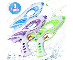 Zaloife Pistolet à Eau Jeux Plein Air Longue Distance, 3Pack Water Pistol Gun de Enfants et Adultes, Water Gun de tir Jouets dété Plein Air