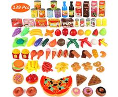joylink 139 Pièces Jeu de Cuisine Legumes Fruits Jouet Alimentaire Jeu Dimitation Jouet Jouets Educatif Tôt pour Bébé et Enfants Garçons Filles
