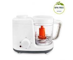 Leogreen - Cuiseur à Vapeur et Mixeur pour Bébé, Appareil pour le Repas Du Bébé, Blanc/Gris, Fonctions: 2 en 1 Cuiseur vapeur et mélangeur, Tension électrique: 220-240V