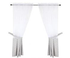 TupTam Rideaux Voilage pour Chambre denfants 2 pièces, étoiles Blanc/Gris, env. 140 x 160 cm