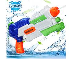 Ucradle Pistolet à Eau, Super Water Guns avec 1.2L Grande Capacité, Pistolet à Eau Puissant Longue Portée Champ de Tir 8-10M, de tir Jouets dété Plein Air Piscine Jardin Plage, Enfants et Adultes