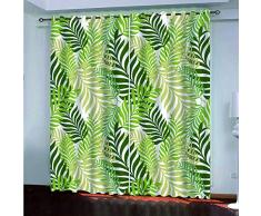Rideau 2 Pièce 75X166Cm Feuille De Bananier Tropical Rideau Occultant À Oeillets Rideaux Réduction Du Bruit Rideau Occultant Décor Moderne Pour Chambre DEnfants Société Bureau Chambre À Coucher