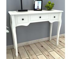 vidaXL Coiffeuse en Bois Blanche avec Trois tiroirs Table de Maquillage en Bois Troirs