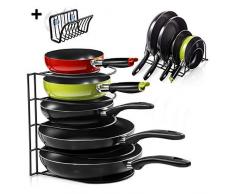 Masthome Porte-Casseroles Support à Ustensiles de Cuisine en 5 Couches– Range Poêles en Acier Inoxydable Rangement Poêles et Casseroles pour Cuisine