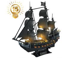 CubicFun 3D Puzzle LED 68 CM Black Pearl - Maquette de Bateau de la Queen Annes Revenge, Cadeau danniversaire pour Adulte, 340 Pièces