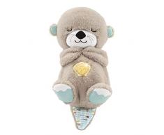 Fisher-Price Ma Loutre Calins Bonne Nuit peluche bébé appaisante avec battements de cœur, bruits de respiration et lumière, dès la naissance, FXC66