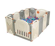 COSTWAY Parc Bébé Pliable Barrière de Sécurité en Plastique avec Jouets et Porte Barrière de Jeux pour Enfants