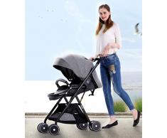 JIE KE Poussette poignée réversible Peut s'asseoir et s'allonger Ultra-léger Poussette Pliable Portable Cadre Noir (Color : Gray)