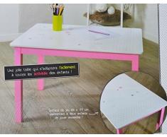 Table en bois pour enfant - Rose et blanche