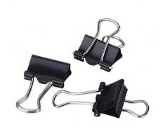 assortis Noir Métal Papier Binder Clips Binder Clips Clamp Organiseur pour le bureau décolier besoins 32mm-24PCS