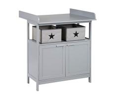 Roba Hamburg Commode à langer avec matelas à langer, 2 boîtes en toile et fixation murale, table à langer avec matelas à langer, commode à langer 92 cm