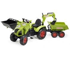 Falk - 1010W - Vélo et Véhicule pour Enfant - Tracteur Claas Axos + Pelle + Excavatrice + Remorque Maxi GM