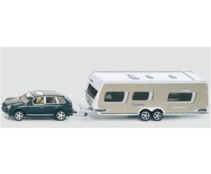 SIKU 2542 - Voiture Avec Caravane, 1:55, Métal/Plastique, Multicolore, Figurines et matériel de camping inclus