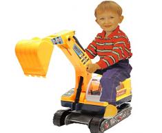 ALLKINDATHINGS pour Enfant Ride on Walker Push Along Excavatrice 2 en 1 Pelleteuse et Rigide Chapeau