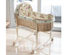 ZRWZZ Voyage Poussette Pliante A La Main Rotin Berceau Lit Portable Portable Poussette en Bois Anti-moustiques Poussette Secouer Entièrement Déchargement Coton Poussette Bébé (Color : D)