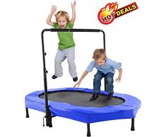 Oppikle Fitness-Trampolin Mini Trampoline Pliable avec la Rampe réglable Fitness Training Trampoline, Poids de lutilisateur jusquà 135 kg (Double-Style-Bleu)