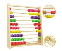 Abaque Boulier Enfants en Bois Jouet Educatif Bebe Jeu Mathématiques avec 100 Boules Colorées