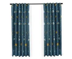Wifehelper Dessin Animé Bleu Planètes Polyester Rideaux Étanche À La Lumière Rideau Chambre Salon Marine Univers Enfants Rideaux pour Garçons(2pcs)