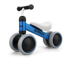 Bammax Vélo Bébé Draisienne pour Bébé de 1 an-18 Mois, Vélo Enfant sans Pédales Jouet Educatif Baby Walker, Premier Anniversaire Cadeau pour Garçons Filles, Bleu