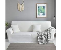Spandex Antidérapant Doux Canapé Housse De Canapé,Couverture Complète Revêtement De Canapé Pour Les Chiens Enfants,Couleur Unie Canapé En Cuir Protecteur De Sofa Avec Sangles Blanc 4 Places/235-300cm