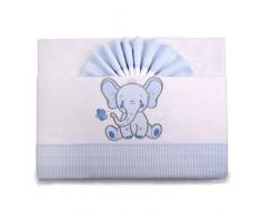 PEKITAS Bebe Parure de lit en flanelle 3 pièces pour berceau 60 x 120 cm 100% coton fabriqué en Portugal Bleu-Blanc, lit 60 x 120 cm