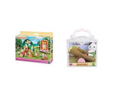 SYLVANIAN FAMILIES-La cabane Luke bébé écureuil Roux Mini-Univers, 5318, Multicolore & Le bébé Chat et balançoire Double Families Mini-poupées et Accessoires, 5205, Multicolore