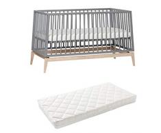 Leander Luna Lit bébé 140 x 70 cm – Gris/Chêne + Mat Comfort+7