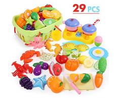 NextX Jeu Dimitation 29 Pièces Dinette Fruits De Mer Jouet pour Bébé et Enfants Cadeau de Noel