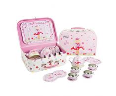 Lucy Locket Coffret et Dinette Metal Conte de Fées pour Enfants Lucy Locket (Set de 14 Pièces Roses pour Enfants)