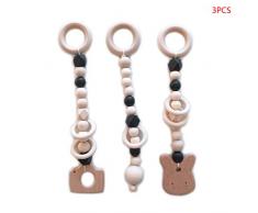Manyo. 3 Pcs Nordique Bébé Jouet Anneau Dentition, Pendentif Bébé Bois sans BPA, Accessoire de Gym pour Portique déveil Bois Bébé Portique dactivités (Noir)