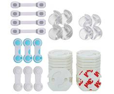 Jojoin 42 PCS Kits Sécurité de Bébé Enfants, 8 Protège Coin, 24 Cache Prise, 6 Verrous de Sécurité, 4 Verrous de Tiroirs Ajustables
