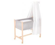 Geuther Berceau à roulettes Jasmin, Bois Naturel, Voile Blanc