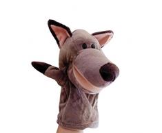 Yontree Marionnettes à Main Mini Poupée Peluche Forme Animaux Jouet Jeux Cadeau Bébé Loup gris
