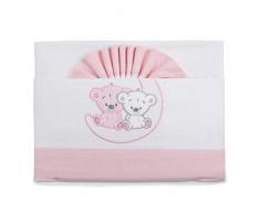 PEKITAS Bebe Parure de lit en flanelle 3 pièces pour berceau 60 x 120 cm 100% coton fabriqué en Portugal Rose-Blanc, lit 60 x 120 cm