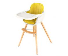 ZHAOYONGLI Chaise Haute Bébé Chaise Haute Évolutive Multicolore Nordique En Bois Massif Multifonctionnel Créatif Forte Durable Longue durée de vie (Couleur : Le jaune, taille : Large)
