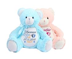 Peluche - ours rose bleu personnaliser avec broderie, cadeau pour naissance, baptême, fêtes, Noël, brodé, personnalisé, doudou prénom