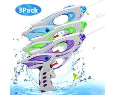 Ucradle Pistolet à Eau, 3 Pack Pistolet à Eau Jouet Super Pistolet a Eau Jeux Plein Air Guerre de leau Jouets dété pour Enfants Jouets de Bain de Plage Jeux Piscine Pistolet Cadeau Garçon Fille