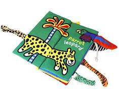 Livre en Tissu pour Bébé Jouets Educatifs avec des Animaux Queues pour Enfants plus de 3 Mois (Wild Animal)