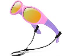 RIVBOS RBK103 UV400 Protection Enfants lunettes de soleil pour enfants Mirrored Objectif Lunettes Outdoor Lunettes de Soleil pour Bébé et le Enfant Rond Lustre rose