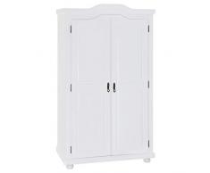 IDIMEX Armoire MÜNCHEN Dressing penderie Rangement vêtements avec 2 Portes battantes 1 étagère intérieure et 1 Tringle, en pin Massif lasuré Blanc