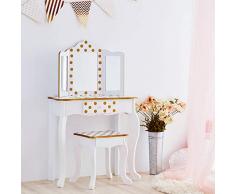 Teamson Kids Fashion Polka Dot Prints coiffeuse enfant, White & Gold