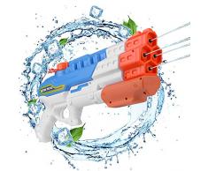 EKKONG Pistolet à Eau, Puissant Jet deau dune portée maximale de 8 à 10 m, pour Les fêtes Estivales en Plein air, Piscine extérieure, Jardin et Plage, capacité 1150 ML (Bleu)