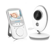 KYG Moniteur Bébé Babyphone Vision Nocturne Caméra Vidéo Bébé avec 2.4 GHz Bidirectionnel Température Surveillée VOX Berceuses LCD 2.4 Pouces Caméra